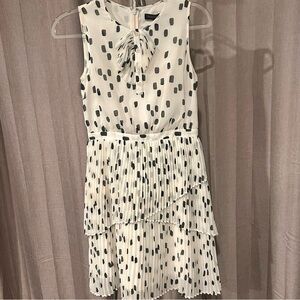Banana Republic Asymmetrical Dress in cream with Black Dots